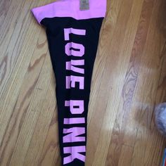 Pink Victoria’s Secret Leggings Brand New With Tags Size Medium Cotton Pink Athleisure Bottoms With Letter Print, Pink Stretch Activewear With Letter Print, Pink Fitted Activewear With Letter Print, Pink Victoria Secret, Secret Pants, Victoria Secret, Victoria’s Secret, Victoria Secret Pink, Pant Jumpsuit