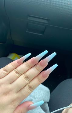 Ombré Nails, Blue Acrylic Nails, Drip Nails, Ombre Acrylic Nails, Blue Glow, Coffin Nails Long