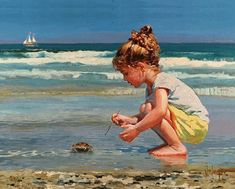 Ladybird Painting, Mummy Painting, Flying People, Kids On The Beach, Game Painting, Vladimir Volegov, Coast Painting, Crab Painting, Art Plage