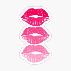 three pink lipstick stickers stacked on top of each other in the shape of four lips