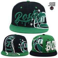 Thank you for shopping at JLGUSA Get ready to elevate your style with this Boston New Leader Splash Green / Black and Hurricane Black / Green Style Embroidery Snapback Hat Cap. Made with premium materials and featuring a solid pattern, this baseball cap is perfect for any casual occasion. Its adjustable design guarantees a comfortable fit for all sizes, while the flat bill and breathable fabric make it perfect for the summer, fall, and spring seasons. With its 3D embroidery and city and sports themes, this hat is ideal for basketball fans and Boston enthusiasts alike. So, whether you're looking to complete your outfit or show off your pride, this Boston New Leader Snapback Hat Cap is the perfect choice. GREAT VALUE - WITH FAST SHIPPING All Hats are shipped in a BOX Green Snapback Hat With Letter Print For Streetwear, Green Letter Print Snapback Hat For Streetwear, Browns Fans, 3d Embroidery, Basketball Fans, Skull Cap Beanie, Sports Theme, May 11, Skull Cap