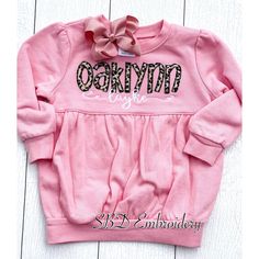 Customizable Pink Fall Sweatshirt, Pink Customizable Fall Sweatshirt, Personalized Pink Casual Sweatshirt, Custom Name Long Sleeve Cotton Sweatshirt, Customizable Pink Tops For Fall, Customizable Long Sleeve Cheerleading Sweatshirt, Girl Monogram Shirt, Appliqué Shirts, Hot Pink Sweatshirt