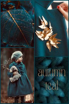 an autumn leaf collage is featured in this image