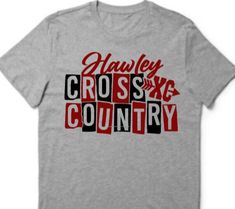 Cute tee to represent your cross crountry runner and school.  Customizable with your mascot or school name and school colors in vinyl.  All tees are unisex in size so please order accordingly. 4x and up are limited on color sizes, usually black, white, gray are always available. Tees are softstyle and I use bella, gildan, tultex, brands. Cross Country Shirts Designs, Cross Country Shirts, Country Sports, Country School, Cross Country Running, Sibling Shirts, Sports Tee, School Tees, Sports Tees