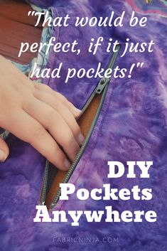 How to Add Pockets to anything, with or without zippers. Follow the step by step guide or watch the video | Learn to sew | Sewing basics | Easy Sewing | Beginner Sewing | DIY Pockets| Sewing Tutorial || #Sewing #Pockets #Upcycle #Restyle #DIY #tutorial #sewingmachine #easysewing Fat Quarter Projects, Bags Tutorial, Love Sewing, Sewing Tips, Sewing For Beginners