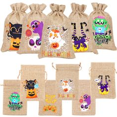 the bags are decorated with halloween images