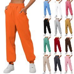 Check out Womens Trousers With Pockets High Waist Loose Jogging Sports Pants Comfortable, the latest item I added on eBay! #eBay #eBaySeller Celana Kargo, Jogger Pants Casual, Legging Jeans, Casual Joggers, High Waisted Trousers, Botswana, Sport Pants, Casual Sweatshirt, Jogger Pants