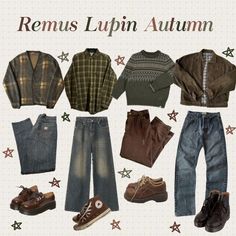 pls give credit if you repost! #Remuslupin #marauders #autumn Remus Lupin Aesthetic Outfits, Marauders Outfit Aesthetic, Marauders Inspired Outfits, Remus Outfit, Marauders Era Outfits, Remus Lupin Outfit, Marauders Outfits, Remus Lupin Aesthetic, Goth Stuff