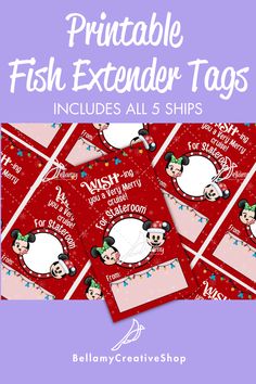 Fish Extender Pixie Dusting Gift Tags Printable Holiday Very Merrytime All 5 Ships Fish Extender Tags, Merrytime Disney Cruise, Fe Gifts, Christmas Cruises