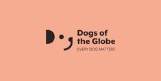 the logo for dogs of the globe is shown in black and white on an orange background