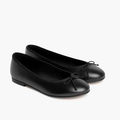 Women's Prima Ballet Flat In Black Leather - Thursday Black Leather Slip-on Ballet Flats, Black Ballet Flats With Almond Toe And Leather Sole, Black Ballet Flats With Cushioned Footbed For Work, Black Slip-on Ballet Flats With Leather Sole, Black Closed Toe Ballet Flats With Removable Insole, Black Ballet Flats With Leather Lining, Black Leather Ballet Flats With Cushioned Footbed, Black Ballet Flats With Leather Lining And Almond Toe, Black Ballet Flats With Leather Sole