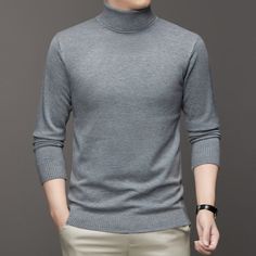 Product information: Size: 165-M,170-L,175-XL,180-2XL,185-3XL,190-4XL Style: slim fit Style: pullover Wool yarn thickness: fine yarn Applicable age group: Adult Sleeve length: long sleeve Suitable season: Autumn Size Information: Note: 1. Asian sizes are 1 to 2 sizes smaller than European and American people. Choose the larger size if your size between two sizes. Please allow 2-3cm differences due to manual measurement. 2. Please check the size chart carefully before you buy the item, if you don Slim Fit Sweater For Fall, Slim Fit Turtleneck Sweater For Fall, Gray Long Sleeve Turtleneck, Winter Slim Fit Turtleneck Sweater, Slim Fit Turtleneck Sweater For Winter, Winter Turtleneck Sweater In Slim Fit, Classic Gray Winter Tops, Fitted Gray Sweater With Ribbed Collar, Fitted Cotton Polo Sweater For Winter