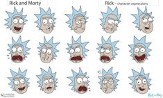 cartoon character expressions for rick and mort