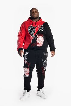 Fleece Hoodie with Demon GraffitiFabric Composition : 60% cotton, 40% polyester.Big&Tall Size Available, Matching Joggers Available Black Hip Hop Hoodie For Halloween, Black Halloween Hip Hop Hoodie, Black Fleece Hoodie For Halloween, Black Fleece Halloween Hoodie, Black Halloween Hoodie With Drawstring, Patches For Jeans, Repair Jeans, Jeans Sale, Plus Size Denim