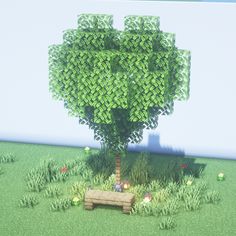 Heart Fountain Minecraft, Minecraft Ideas Aesthetic, Build Aesthetic, Minecraft Aesthetics, Ninetales Pokemon, Minecraft Heart, Minecraft Tree, Aesthetic Tree, Rumah Minecraft Sederhana