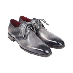 Paul Parkman Handmade Shoes Men's Gray Medallion Toe Derby Oxfords (PM5861)-AmbrogioShoes Fashion Outfits Men, Almond Shaped, Leather Shoes Men, Slipper Shoes, Derby Shoes, Factory Outlet, Lace Up Heels, Handmade Shoes, Leather Wraps