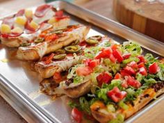 several different types of food on a tray