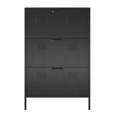 a black filing cabinet with two drawers