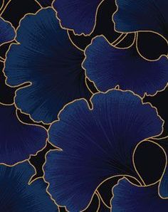 a blue flower with yellow tips in the center on a black background that looks like leaves