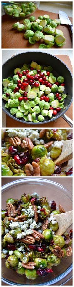 the process of making brussel sprouts is shown