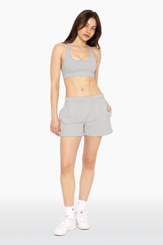 Indulge in laid-back luxury with our Sweat Shorts in Heather Grey. Boasting a leg-lengthening fit, clean sewn bottom hem, and high rise, these shorts offer both comfort and style. Made from our heavyweight sweats fabric, they guarantee coziness. Embroidered with the SET logo on the upper right thigh, they add a touch of elegance to your loungewear collection. Athleisure Activewear For Lounging, Short Length, Athleisure Activewear For Lounging, Short Length Athleisure Activewear For Lounging, Stretch Activewear For Lounging, Stretch Activewear For Lounging In Short Length, Athleisure Activewear Shorts For Lounging, Gray Relaxed Fit Athleisure Shorts, Gray Relaxed Fit Shorts For Athleisure, Sporty Solid Color Loungewear Shorts