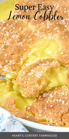 So-Easy Lemon Cobbler Lemon Cobbler, Lemon Dessert Recipes Easy, Cobbler Recipes Easy, Lemon Pie Filling, Lemon Dessert Recipes, Favorite Dessert, Cobbler Recipes, Lemon Desserts, Lemon Recipes