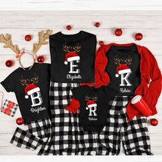 Monogrammed Family Christmas shirts Matching Outfits His And Hers Christmas Shirts, Christmas Matching Outfits, Christmas Matching, Sister Tshirts, Xmas Shirts, Holiday Baby, Family Christmas Shirts, Family Shirt, Christmas Family