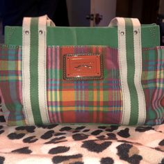 Green Plaid Colored Tommy Hilfiger Bag With Brown Leather Handles. Never Used And Immaculately Clean. Nwot. Cute End Of Summer Bag! Height 7 Inches Length 10 1/2. Mini Tote. Hand Bag. Casual Rectangular Tommy Hilfiger Shoulder Bag, Casual Tommy Hilfiger Rectangular Shoulder Bag, Preppy Green Bag For Everyday Use, Preppy Green Travel Bag, Casual Tommy Hilfiger Bags For Shopping, Casual Tommy Hilfiger Shopping Bag, Tommy Hilfiger Belt, Tommy Hilfiger Bag, Small Black Purse