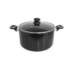 a black pot with a lid on a white background