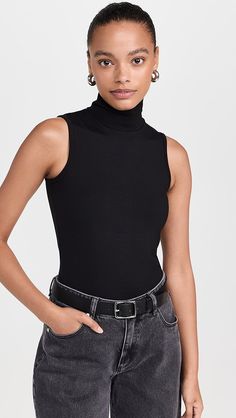 Shopbop - Designer Clothing, Shoes & Accessories Fall Mock Neck Top With High Stretch, High Stretch Mock Neck Top For Fall, High Neck Elastane Tops For Winter, High Neck Elastane Tops With High Stretch, Fitted Elastane Turtleneck For Fall, Fitted Mock Neck Top With Thumbholes, Workwear Mock Neck Top In Elastane, Fall Turtleneck Mock Neck Top In Elastane, Sleek Turtleneck With Funnel Neck