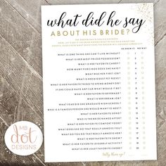 what did he say about his bride? wedding checklist printable - gold confetti