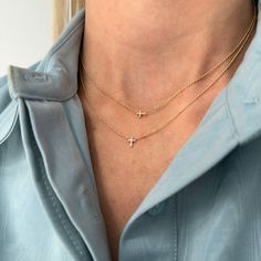 A cross that is perfect for layering. Pop Up Event, Diamond Cross, Pave Diamonds, Cross Pendant, Cross Necklace, Product Launch, Yellow Gold, White Gold, Chain