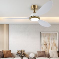 #color_White+Gold 52 Inch Ceiling Fan, Remote Control Light, Ceiling Fan Light, Lighting Lamp, Save Electricity, White Ceiling, Dc Motor, Sloped Ceiling, Fan Light