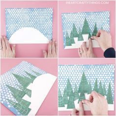 how to make a paper christmas tree card with pictures and instructions on how to fold it