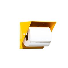 two rolls of toilet paper in a yellow holder