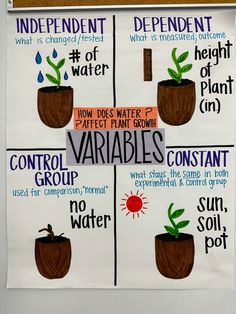 four posters with different types of water and plants on them, labeled in the following words