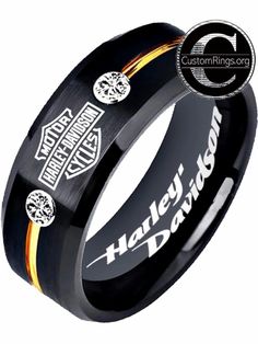 Harley Davidson Ring HD Motorcycle Logo Ring Black and Gold CZ #harleydavidson Harley Davidson Wedding Rings, Motorcycle Jewelry, Harley Men, Gift For My Husband, Harley Davidson Rings, Harley Davidson Wedding, Biker Bar, Hd Motorcycles, Bracelet Bar