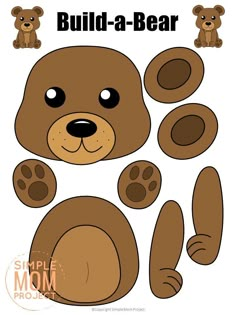 a brown bear cut out with the words build - a - bear on it's face