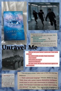 an advertisement for the movie unravel me, with pictures of people running around