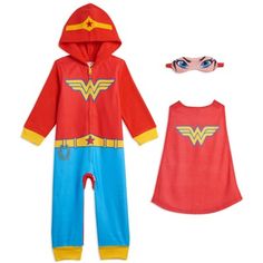 Come join Wonder Woman and all the DC Comics superheroes on their exciting comic book adventures! Dressed in this Wonder Woman Pajama Coverall your strong and courageous little girl is ready to save the world. Your little hero will look so cool and stylish in this DC Comics Justice League Zip Up Pajama Coverall. Superman Batman Wonder Woman, Justice League Wonder Woman, Wonder Woman Cosplay, Batman Wonder Woman, Wonder Woman Costume, One Piece Clothing, Dc Comics Superheroes, Onesie Pajamas, Up Costumes