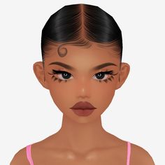 an animated image of a woman with tattoos on her face and eyebrows, looking at the camera