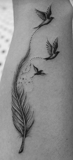 Feather And Birds Tattoo Ideas, Bird Sleeve Tattoo Women, Feather Bird Tattoo, Wing Tattoos On Wrist, Bird Tattoos For Women, Girl Back Tattoos