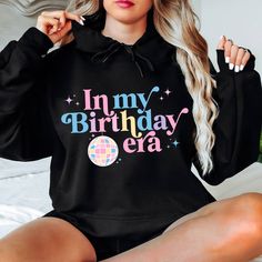 Birthday Long Sleeve Hoodie With Letter Print, Birthday Letter Print Long Sleeve Hoodie, Long Sleeve Hoodie With Letter Print For Birthday, Winter Birthday Hoodie With Letter Print, Hooded Letter Print Sweatshirt For Birthday, Hooded Sweatshirt With Letter Print For Birthday, Black Long Sleeve Sweatshirt For Birthday, Winter Birthday Sweatshirt With Letter Print, Winter Birthday Hooded Hoodie