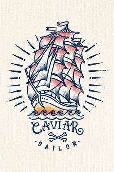 a drawing of a sailboat with the words caviar sailor on it