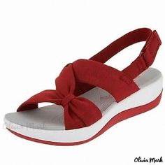 Olivia Mark - Minimalistic Fish Mouth Sandals with Bowknot and Platform Sole - Fashionable Footwear for Summer Wardrobe Orthopedic Sandals, Sporty Sandal, Athletic Sandals, Roman Sandals, Comfy Sandals, Fashion Sandals, Platform Wedge Sandals, Designer Sandals, Beach Sandals