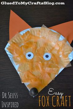 a paper plate that has a fox on it and the words, easy craft for kids