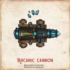 an image of the front cover of a game called arconic cannon, with text underneath it