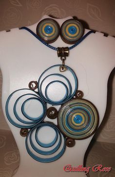 Paper Jewellery, Quilling Paper, Paper Quilling, Washer Necklace, Drop Earrings