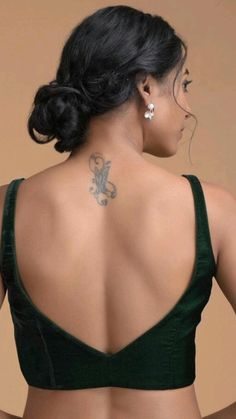 Sleeveless Blouse Designs, Saree Blouse Styles, Green Sleeveless Blouse, Blouse Back Neck Designs