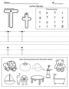 the letter t worksheet with pictures and words to help kids learn how to read